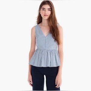 J. Crew Always blue and white peplum blouse